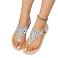 thumbnail image 5 of Norvail Womens Rhinestone Openwork Flip Flop Beach Sandals, Wide Foot Sandals for Women Dressy, Sparkly Thong Summer Slippers for Vacation Pool Daily Wear, 5 of 5