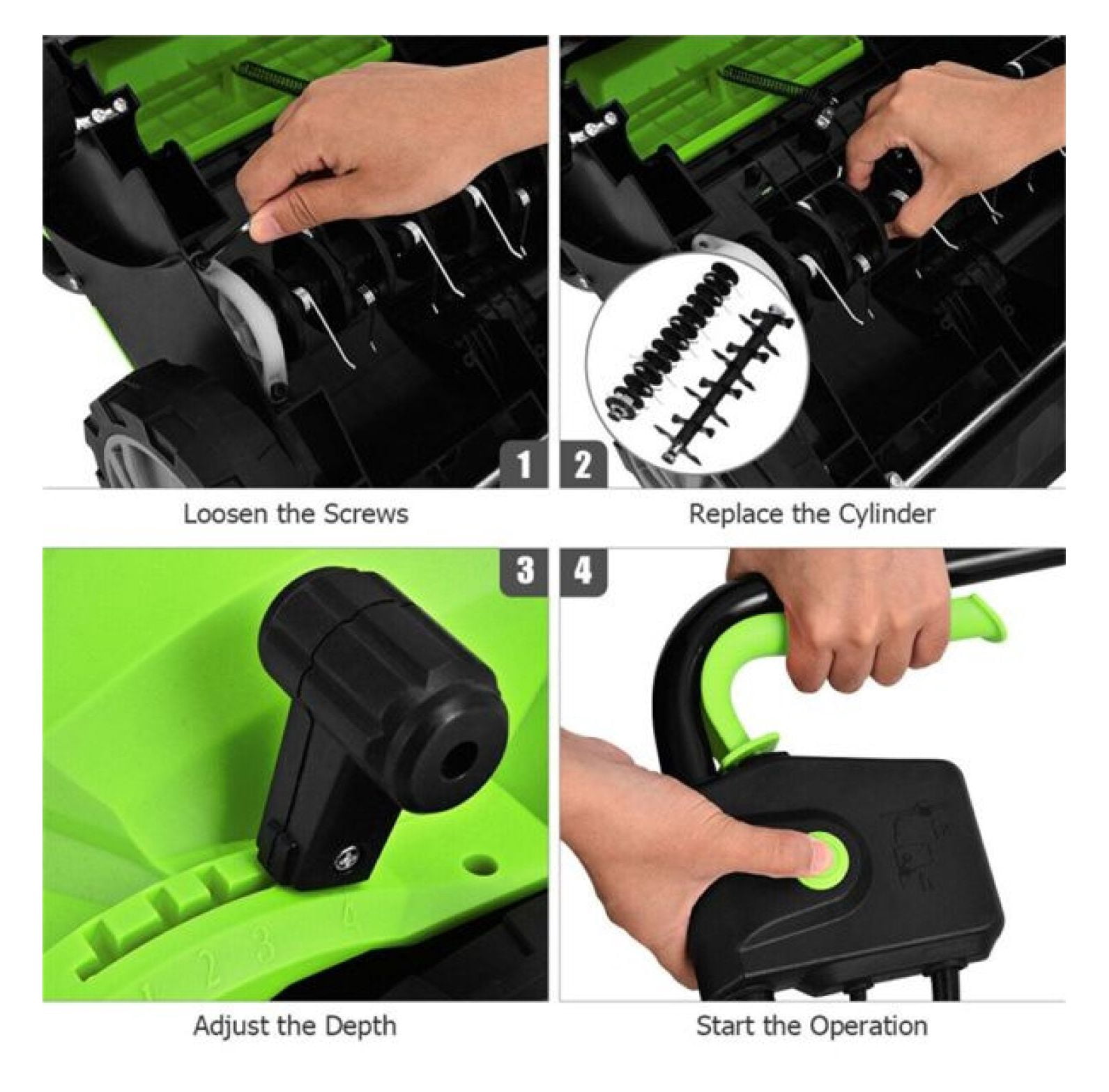 13" Electric Lawn Dethatcher w/ Collection Bag and Removable Blades -Green
