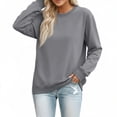 thumbnail image 5 of Women's Casual Crew Neck Sweatshirt Loose Soft Long Sleeve Pullover Tops Dark Gray 2XL, 5 of 7