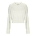 thumbnail image 5 of biudgviw Cropped Sweatshirts for Women Crew Neck Fleece Lined Pullover Long Sleeve Cute Crop Tops Going out Fall Clothes, 5 of 6