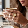 thumbnail image 3 of Jessica Simpson Women's Gold Adjustable Ring Watch – Gold Octagon Bezel, Quartz Analog Mini Dial, Stretch Band Fashion Jewelry Accessory, 3 of 7