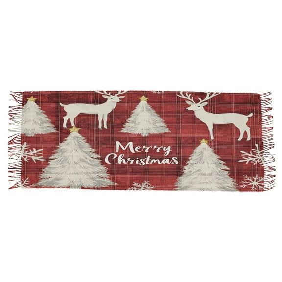 BZSMCE Women Scarf Christmas Red Plaid Pattern with Reindeer Simple Pattern Soft Warm Long Large Scarves