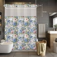 thumbnail image 5 of Spring Flowers No Hooks Shower Curtain with Snap-in Liner Watercolor Country Blue Pink White Floral Green Leaf Shower Curtains for Bathroom, Waterproof, Easy Install, Washable 72"x84", 5 of 9