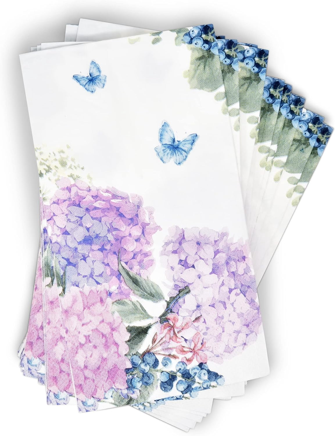 Gift Boutique 100 Hydrangea Flowers Guest Napkins Floral Disposable Paper Dinner Napkin Towels Decorative Purple Pink Blue Flower for Wedding Bathroom Bridal Shower Party Easter Butterfly Summer Sprin