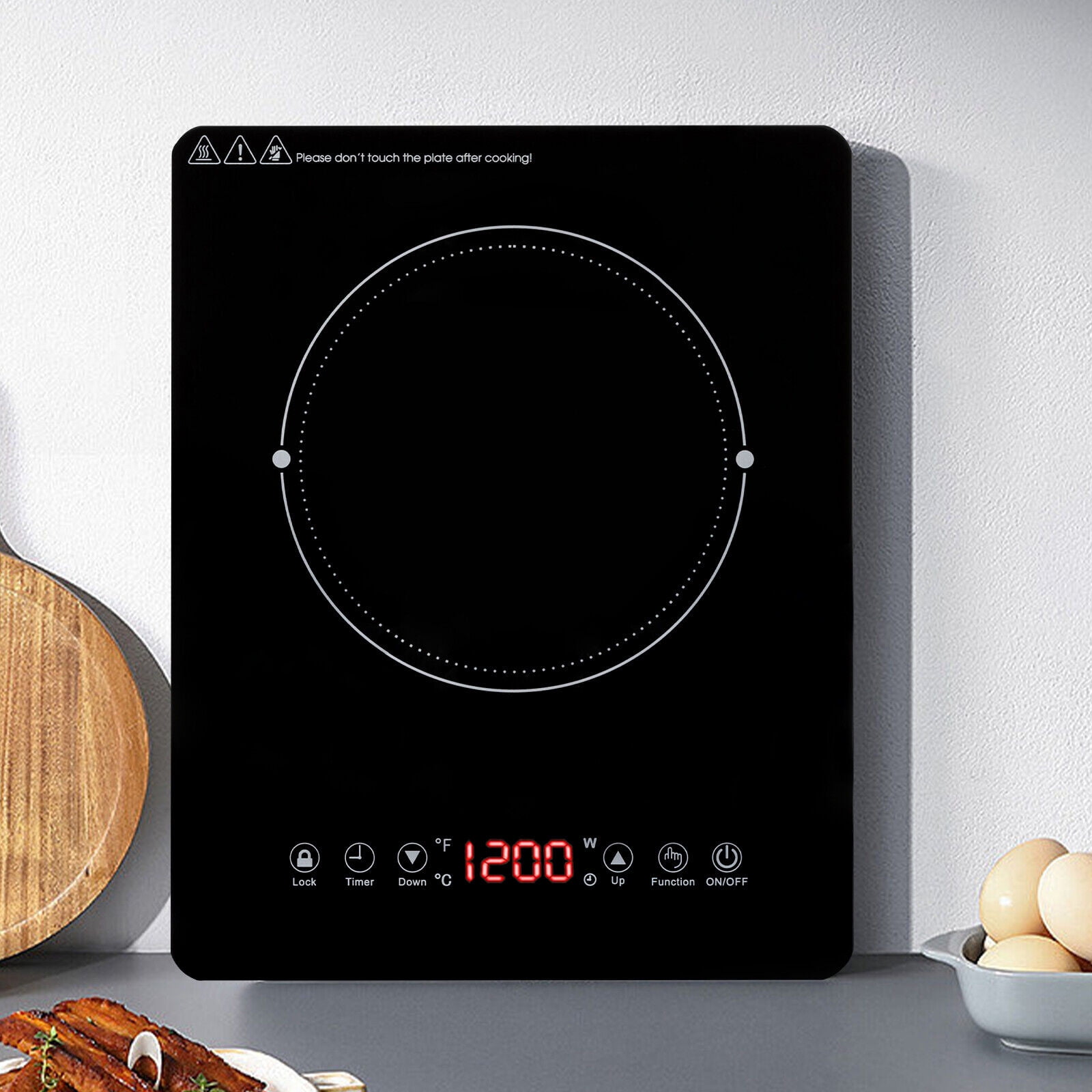 High Power 1800W Induction Cooktop, Adjustable Timer & Temperature, Portable for Kitchen, Office, RV, & Dorm, Safe, Fast Cooking, 9 Power & Temperature Levels