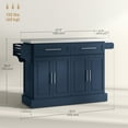 thumbnail image 2 of CoSoTower Rolling Kitchen Island with Storage and Stainless Steel Top, Kitchen Trolley with Drawers, Cabinets, Towel Rack, Blue, 2 of 7
