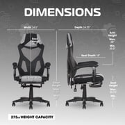 Gamer Gear Gaming Office Chair with Extendable Leg Rest, Gray/Black Fabric Upholstery