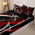 thumbnail image 3 of Homewish Swirl Lines Zipper Twin Comforter Sets with Fitted Sheet and 2 Pillowcases,Abstract Geometric Zipper Bedding Set,Red White,Black Reversible,4pcs, 3 of 8