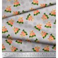 thumbnail image 3 of Soimoi Gray Silk Fabric Snowflake & Grandiflora Roses Floral Decor Fabric Printed Yard 42 Inch Wide, 3 of 3