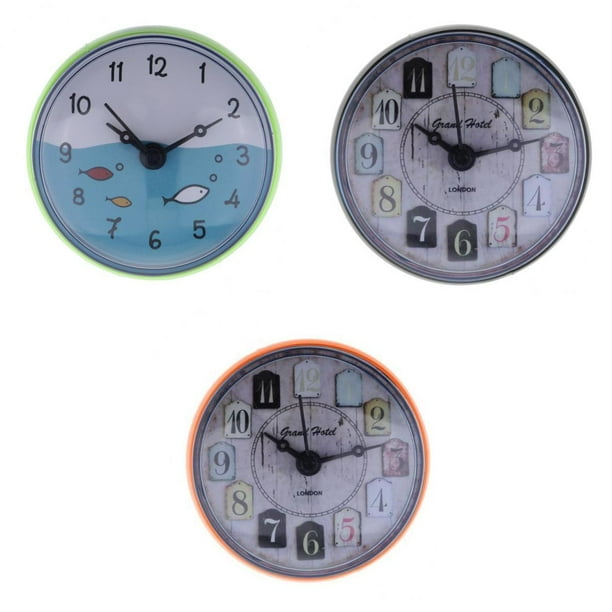 3x Reloj de Baño Impermeable Mini Reloj de Pared para Baño Resistente al Agua Naranja3 Negro3 Verde5