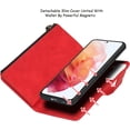 thumbnail image 4 of Compatible with Samsung Galaxy S22 5G Wallet Case,Detachable 2 in 1 Magnetic Zipper Leather Cover Case [6 Card Slots] [Wrist Strap] [Stand Feature] for Samsung Galaxy S22 5G,6.1 inch Red, 4 of 15