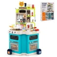 thumbnail image 1 of Costway Kids Kitchen Playset with Sounds Lights Steam Play Sink 113 PCS Accessories Blue, 1 of 10