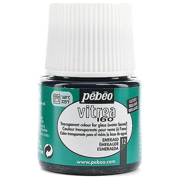 Pebeo Vitrea 160 Glass Paint Emerald Gloss 45 Ml [Pack Of 3]