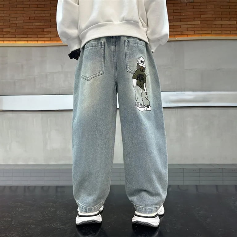 Gvdentm Big Boys Baggy Jeans Boys Oversize Cargo Denim Jeans Retro