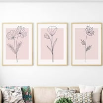 Pink Wall Art Pictures Decor Blush Pink Flower Canvas Painting Floral Botanical Wall Art Girl Room Poster Aesthetic Coquette Artwork for Bedroom Office Bathroom 16x24 Inch UND set of 3