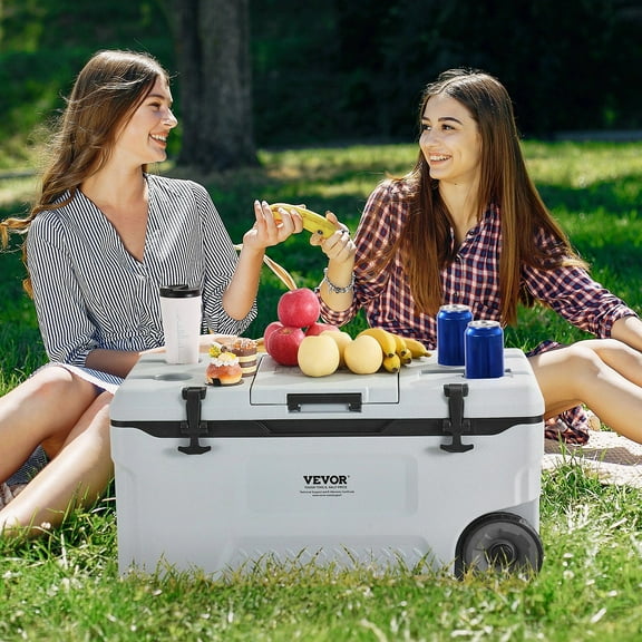 Premium 74 QT Insulated Wheeled Cooler with Cup Holder, Portable and Spacious for 120 Cans, Great for Family Outings