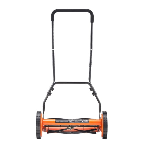 18 Inch Manual Push Lawn Mower, 5 UNS1566 Steel Blades Reel Mower, 1.37–2.44" Adjustable Cutting Height with Grass Catcher