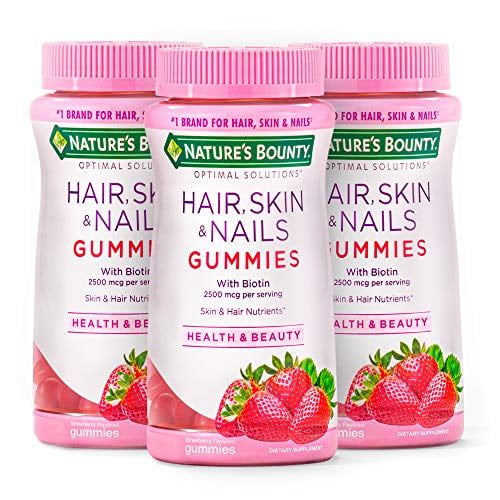 Nature's Brand Bounty Optimal Solutions Hair Skin Nails Gummies, 80 Ct, 3-Pack