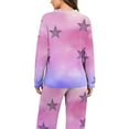 thumbnail image 5 of YanHoo Womens Pajama Sets Stars Printed V Neck Long Sleeve Pjs Lounge Set Soft Comfy Sleepwear Loungewear, 5 of 8