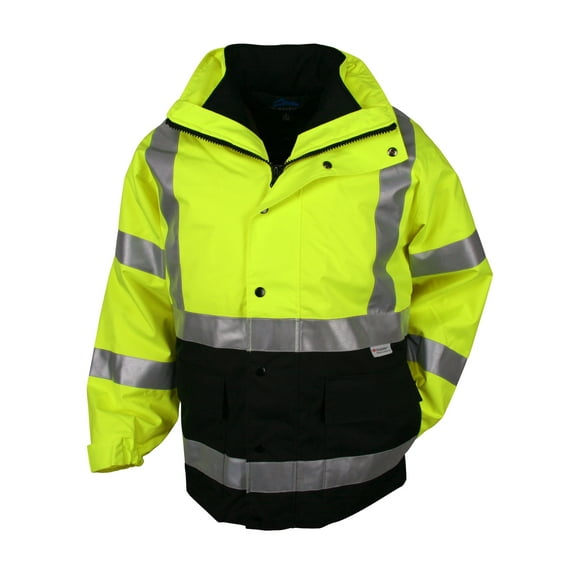 Tri-Mountain Industry 8980 3-in-1 system safety parka, X-Large, Lime Green/Black