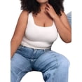 thumbnail image 4 of Women'S Tank Top Fitted Square Neck Casual Basic Summer Tank Sleeveless Tops White M, 4 of 8