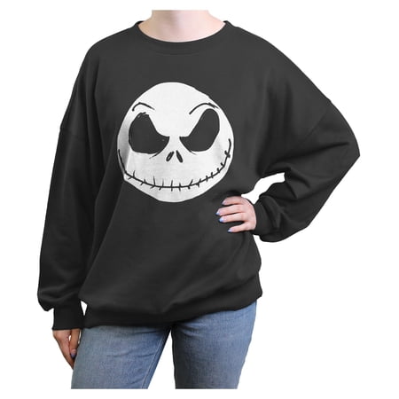 Juniors The Nightmare Before Christmas Halloween Jack Skellington Big Face Sweatshirt