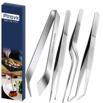 Pinovk Cooking Tweezers, 4-Piece Stainless Steel Food Tongs