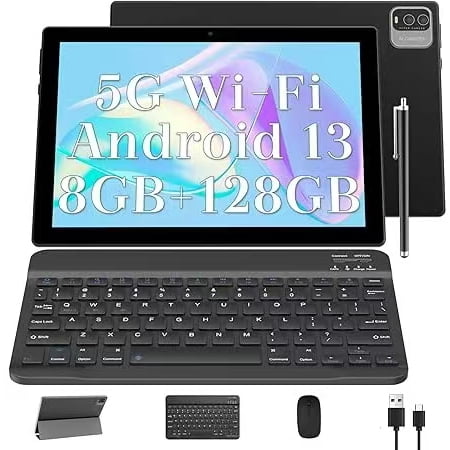 YQSavior (2024) 10.1 in 2-in-1 Tablet, 128GB, Android 13, Wi-Fi, Bluetooth, Black