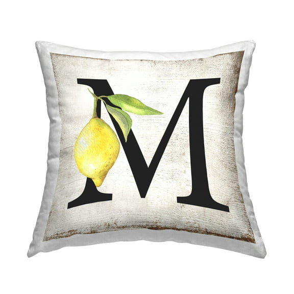 Stupell Industries M with Lemon Letter Design by Creatif Belle Outdoor Printed Pillow