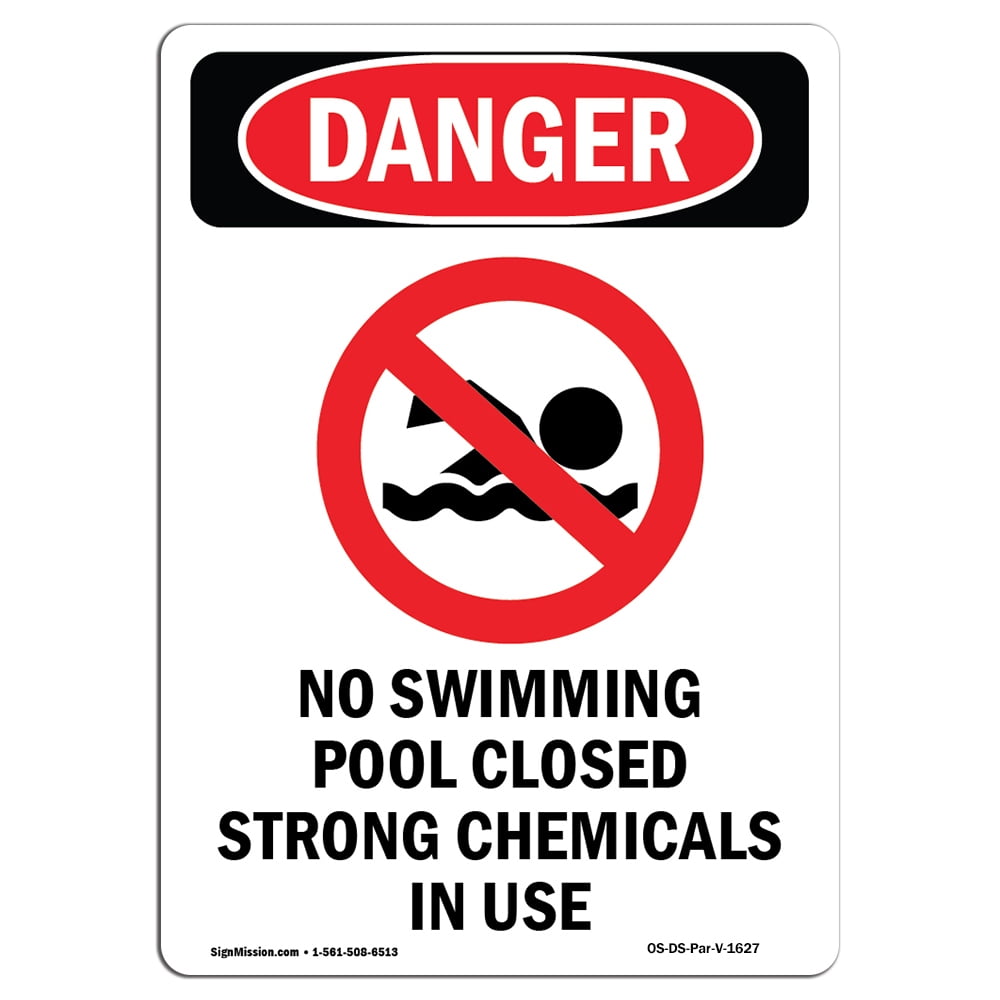 OSHA Danger Sign No Swimming Pool Closed 24" X 18" Rigid Plastic Sign