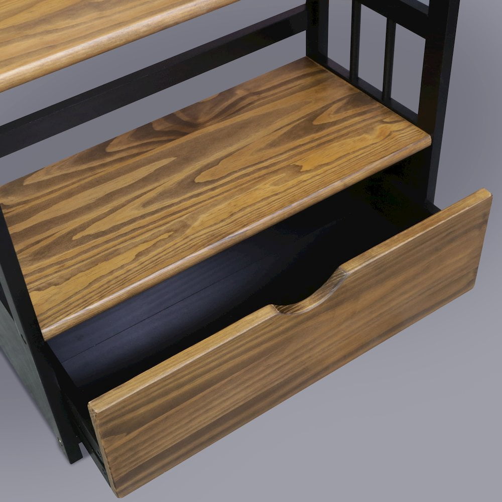 Casual Home Solid Wood 2-Tier Small Bookshelf with Drawer