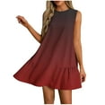 thumbnail image 2 of Danhjin Dresses for Women Casual Summer Print Sleeve Less Round Neck Dress Casual Loose Fits Pleated Detail Comfortable Flowy Mini Beach Vacation Dress With Pockets, 2 of 5