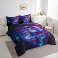 thumbnail image 3 of jejeloiu Wild Wolf 7-Piece Bedding Comforter Set,Jungle Animal King Bedding Sets,Galaxy Starry Night Bed Sheets For Boys Kids,Ultra Soft Home Decor Reversible, 3 of 8