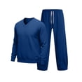 thumbnail image 5 of Zynoxe Mens Plus Size Tracksuit Sets Sports Solid Color V-neck Long Sleeve Sweatshirts Drawstring Wide Leg Pants Sweatsuit Sets with Pockets, 5 of 7