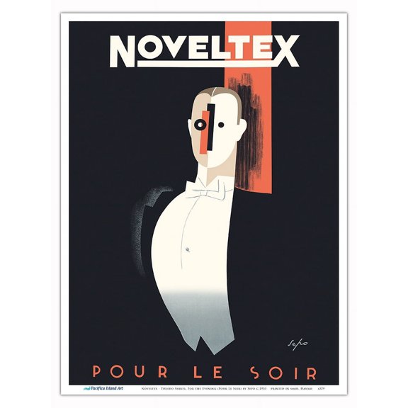Noveltex - Tuxedo Shirts For the Evening (Pour Le Soir) - Vintage Advertising Poster by Sepo c.1935 - Master Art Print (Unframed) 9in x 12in