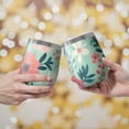 thumbnail image 2 of 12oz Stemless Wine Tumblers Floral Pattern Vacuum Insulated Stainless Steel Travel Tumbler Cups Mug with Lid and Straw for Champaign,Cocktail,Beer with Cleaning Brush, 2 of 5