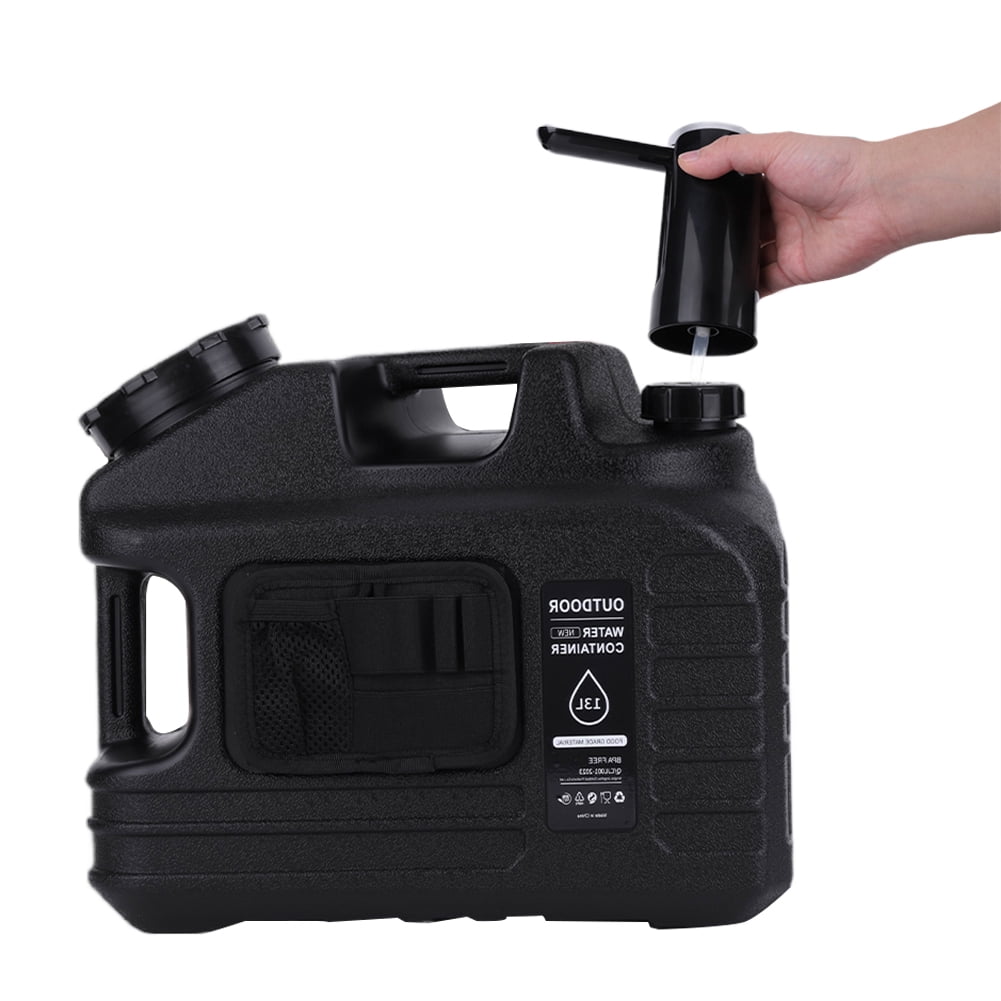 HUISZJ 3.4Gal Water Tank, Emergency Water Bucket with Spigot, Leakproof Portable Water Container for Outdoor Hiking Camping (Black)
