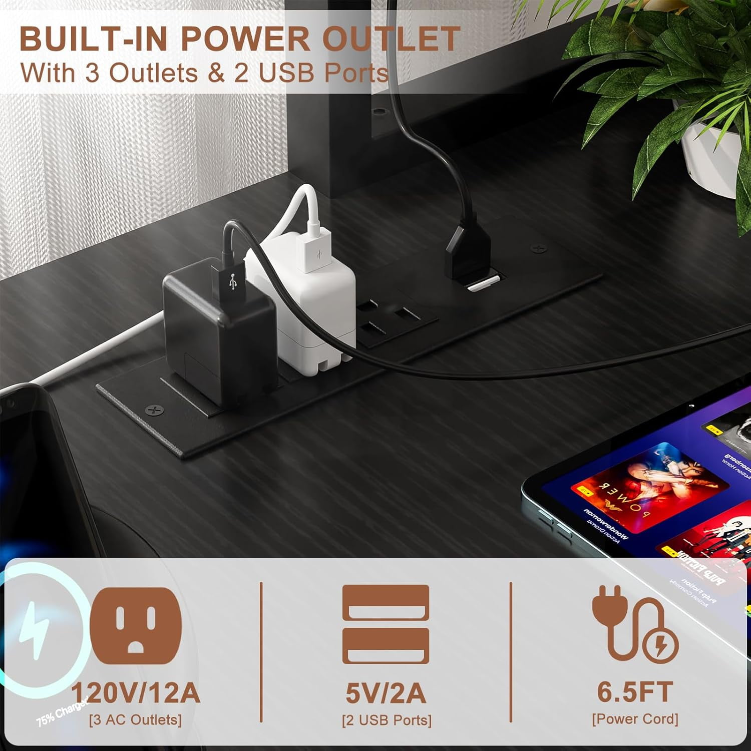 iSunirm Reversible L Shaped Gaming Desk with LED Lights & Power Outlets, 49'' Small L Shaped Computer Corner Desk with Monitor Stand and Storage Shelf, for Home & Office, Black
