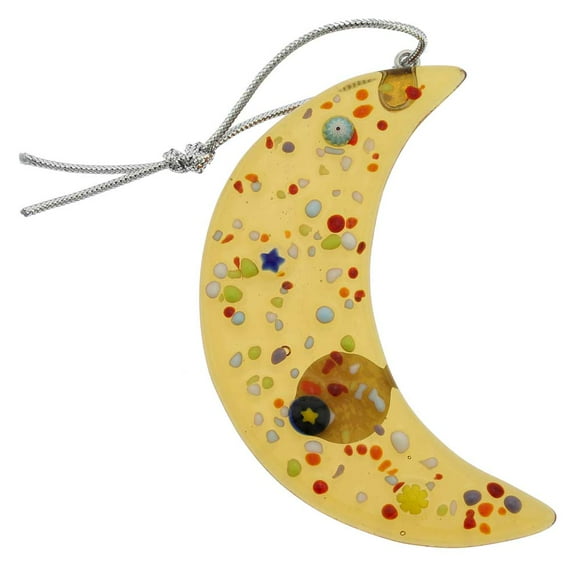 GlassOfVenice Murano Glass Moon Christmas Ornament - Golden Brown