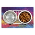 thumbnail image 1 of Modern Pet Mat for Food and Water, Abstract Leaf Shaped Colorful Wavy Curved Gradient Toned Boho Pattern, Non-Slip Rubber Mat for Dogs and Cats, 18" X 12", by Ambesonne, 1 of 2