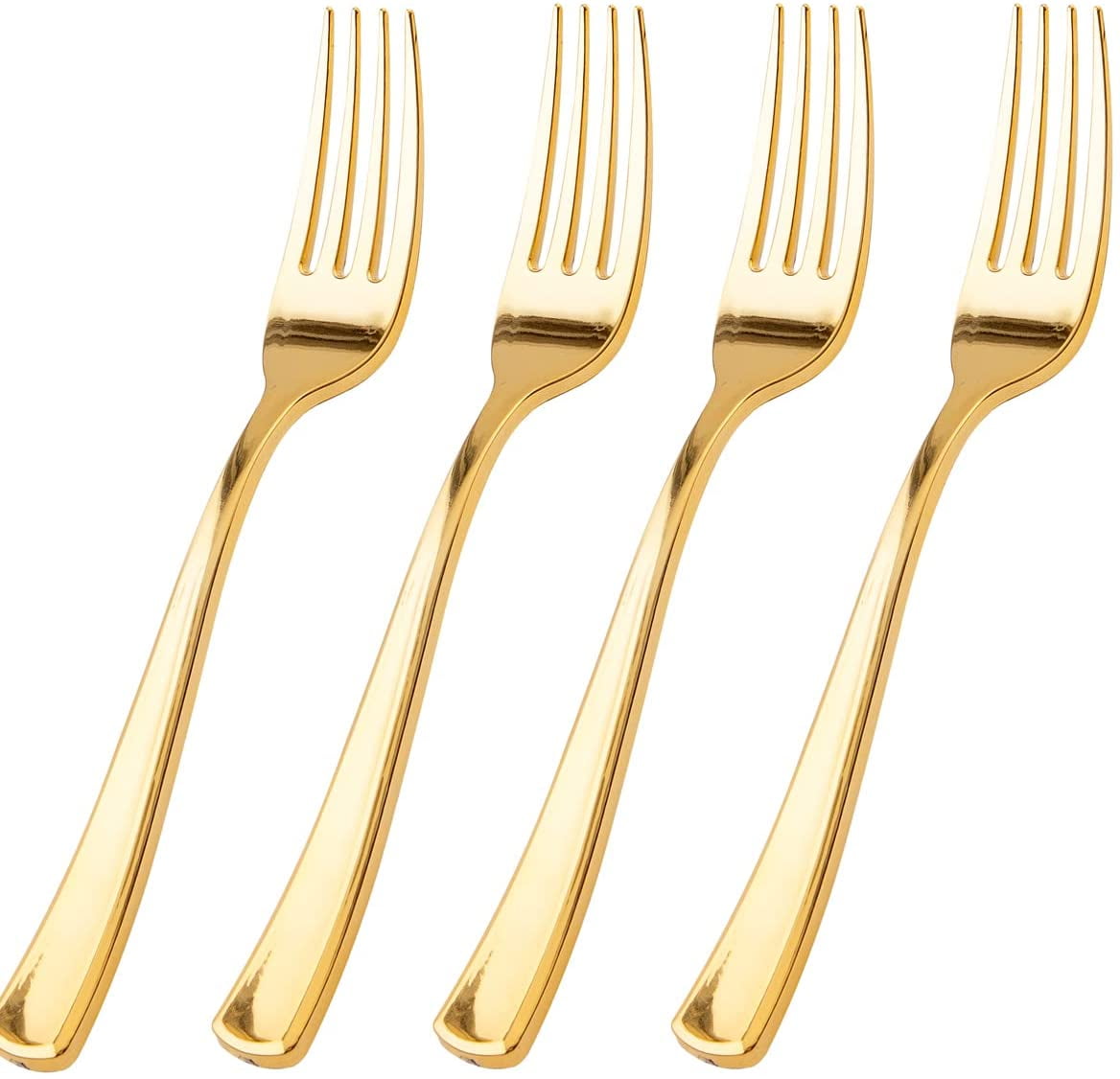WDF 100 Piece Gold Plastic Forks 7.4inch Gold Forks Disposable for