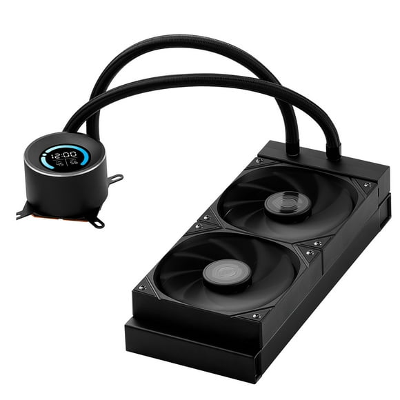 KFFKFF CPU Liquid Cooler, AIO CPU Water Cooler - 120mm PWN Fans, Pump, 1.8'' Display, Max. 2200RPM CPU Cooling Fan, Efficient Black PC Water Cooler for Intel 115X/1366/2011/1700/1200, AMD AM4/AM5