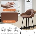 thumbnail image 5 of Bar Stools Set of 2, Modern Counter Height Barstools with Metal Legs, 29" Upholstered PU Leather Kitchen Counter Stools, Height Bar Chairs for Kitchen Island, Brown, 5 of 7