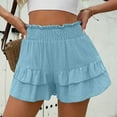 thumbnail image 2 of Boho Ruffle Skorts - Women's 2025 High Waist Shirred Tiered Shorts, Flowy Frill Trim Casual Summer Outfit with Ruched Detail, 2 of 7