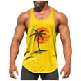 thumbnail image 2 of Men's and Big Tank Top Solid Color Exercise Close Fitting High Resilience Round Neck Fitness Plus Size Sleeveless Mens Hawaiian Vest Breathable Tank Tops Novelty 3D Graphic Gym Workout T Shirt, 2 of 5