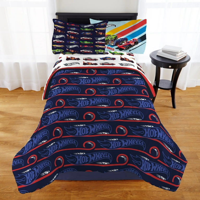 Franco Hot Wheels - Set di biancheria da letto per bambini, in cotone super morbido, 3 pezzi, per letto matrimoniale, con licenza ufficiale