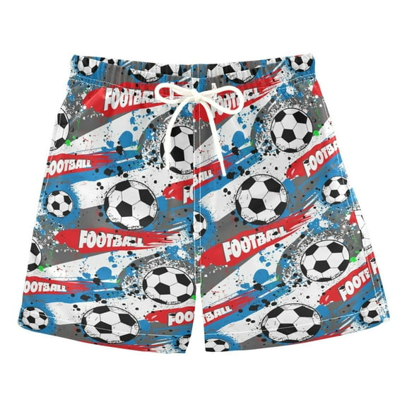joogoo Boys Swim Trunks Footballs Beach Board Shorts Drawstring Swimsuit 4T