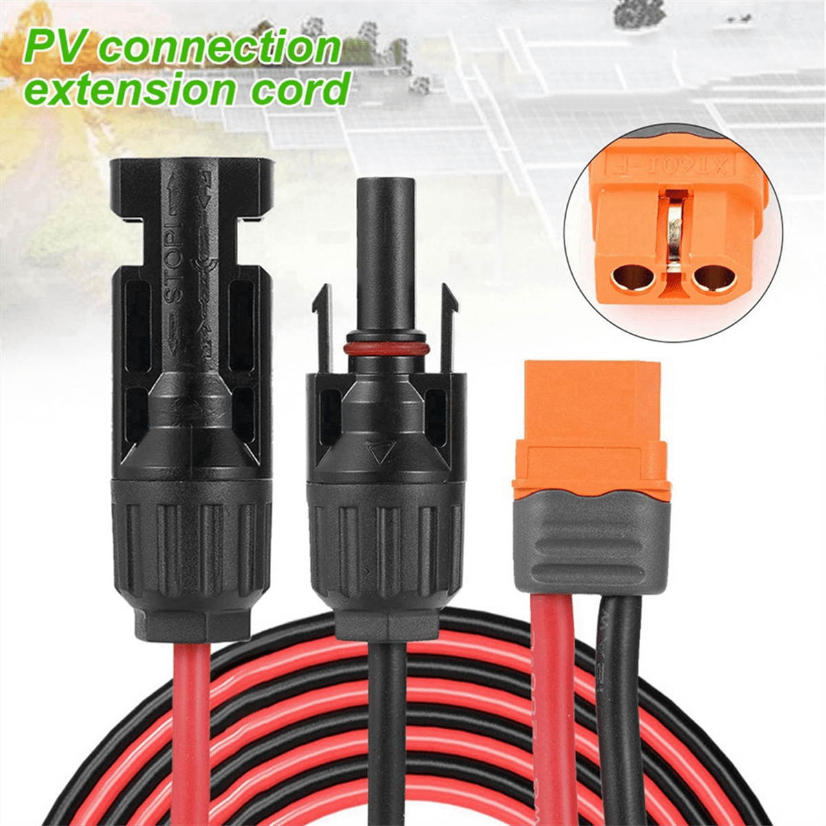 Solar Charge Cable XT60I-F Adapter 12AWG Connector Extension Wire for Panel Generator Power Battery B New