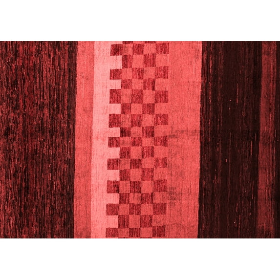 Ahgly Company Indoor Rectangle Abstract Red Modern Area Rugs, 6' x 9'
