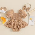 thumbnail image 3 of Okbabeha Baby Girl Summer Clothes Daisy Bodysuit Puff Sleeve Bubble Romper Smocked Dress Newborn Boho Outfits, 3 of 8